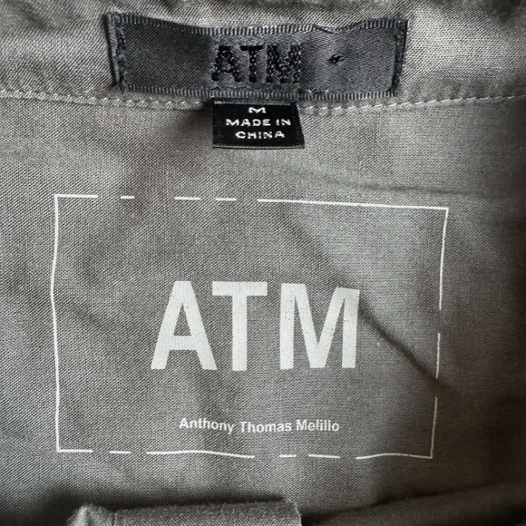 ATM Anthony Thomas Melillo Mens M Gray Button Down Long Sleeves Shirt - Picture 3 of 7
